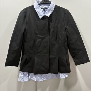 Banana Republic Black Tailored Blazer & Blue Button Down Blouse Workwear Bundle